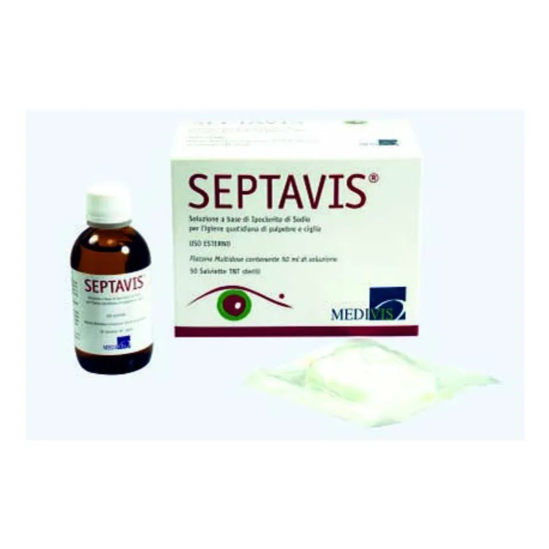 MEDIVIS Srl Kit Septavis Per L'igiene Quotidiana Palpebre E Ciglia 50ml +50 Garze TNT Sterili
