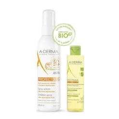 A Derma A-Derma Protect Kids SPF50+ Spray Solare Bambini 200ml + Exomega Control Olio Lavante 100ml