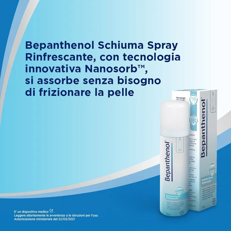 Bayer Bepanthenol Spray 5% Schiuma Rinfrescante Ed Idratante 75ml - immagine 3