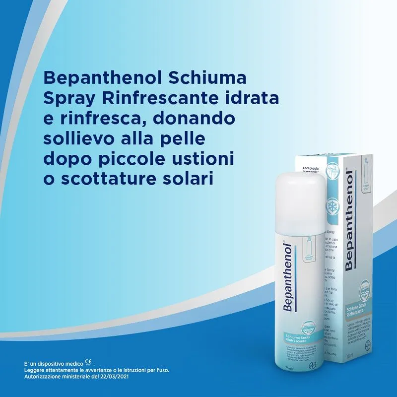 Bayer Bepanthenol Spray 5% Schiuma Rinfrescante Ed Idratante 75ml - immagine 4