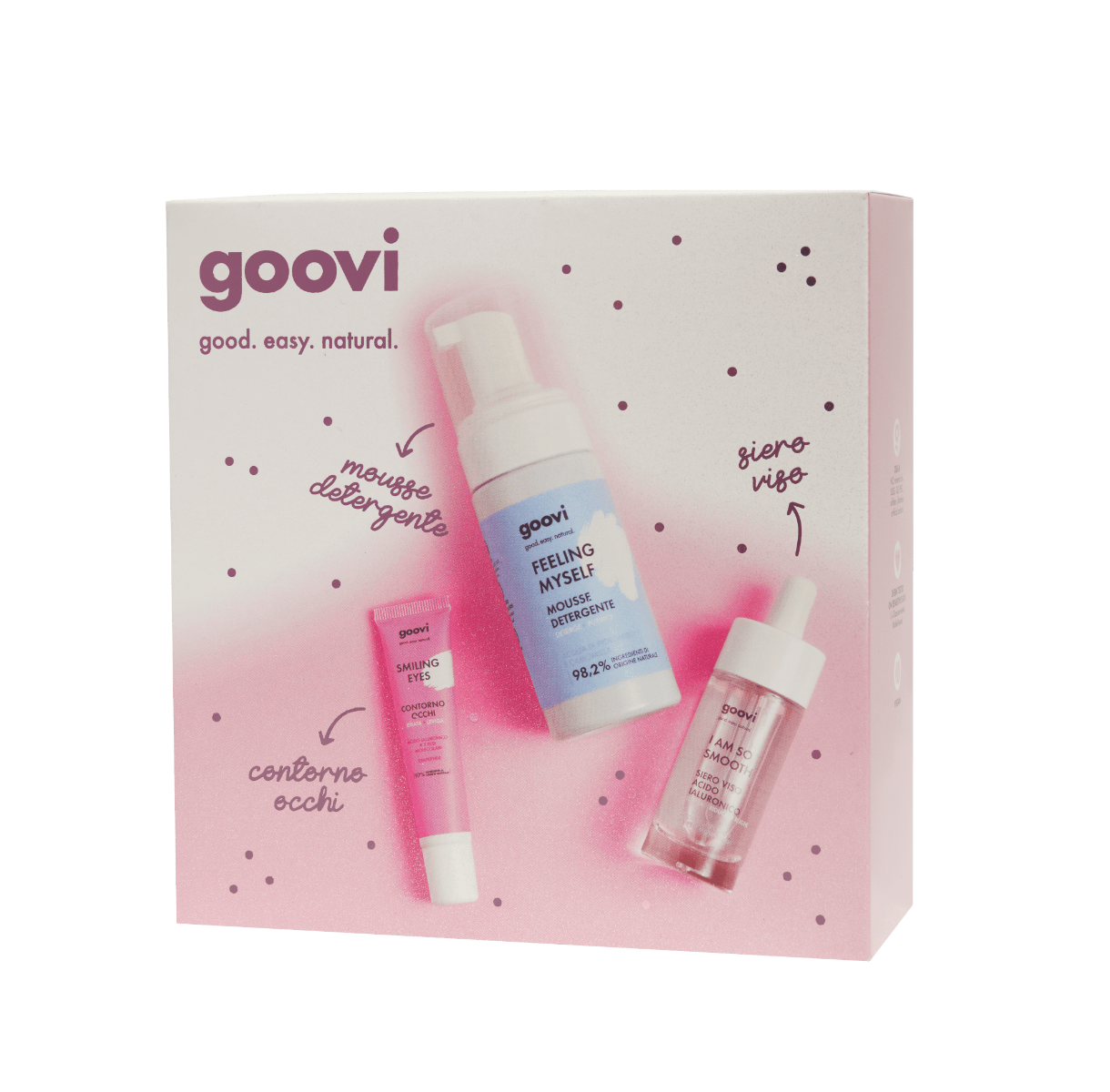 Goovi Cofanetto Mousse Detergente Viso 100ml + Contorno Occhi + Siero Viso