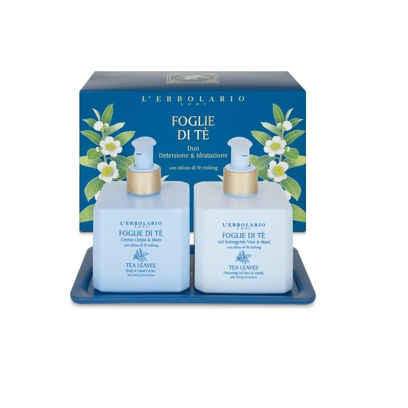 L'Erbolario Foglie Di Tè Duo Detergente Viso E Mani 250ml+ Crema Corpo E Mani 250ml